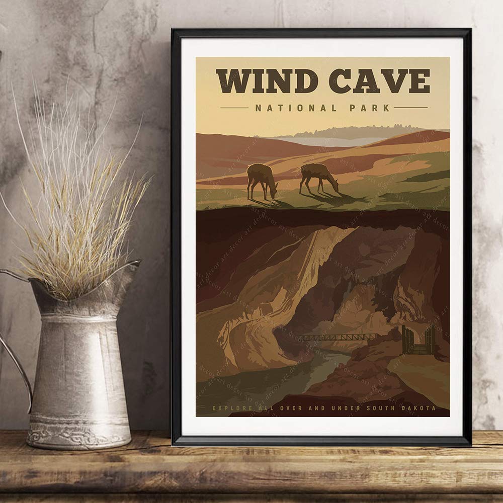 xtvin Wind Cave National Park America Vintage Travel Poster Art Print Painting Home Decoration Gift