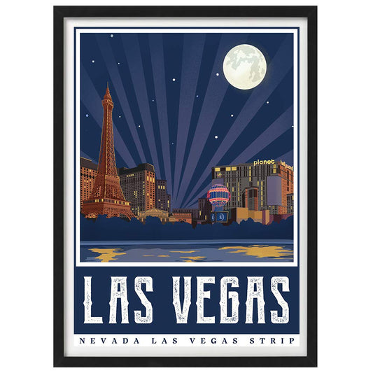 USA Nevada Las Vegas Strip America Vintage Travel Poster Art Print Canvas Painting Home Decoration Gift(12X18inch)