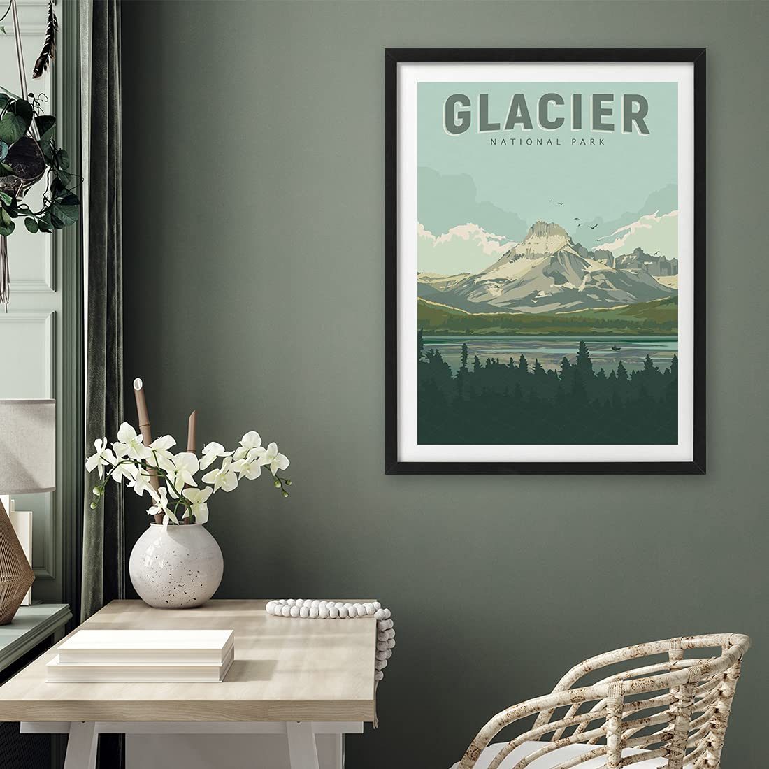 xtvin Glacier National Park Posters Vintage Wall Art Print Decor Painting Gift National Parks of the USA Home Decoration Stickers (12X18 inch)