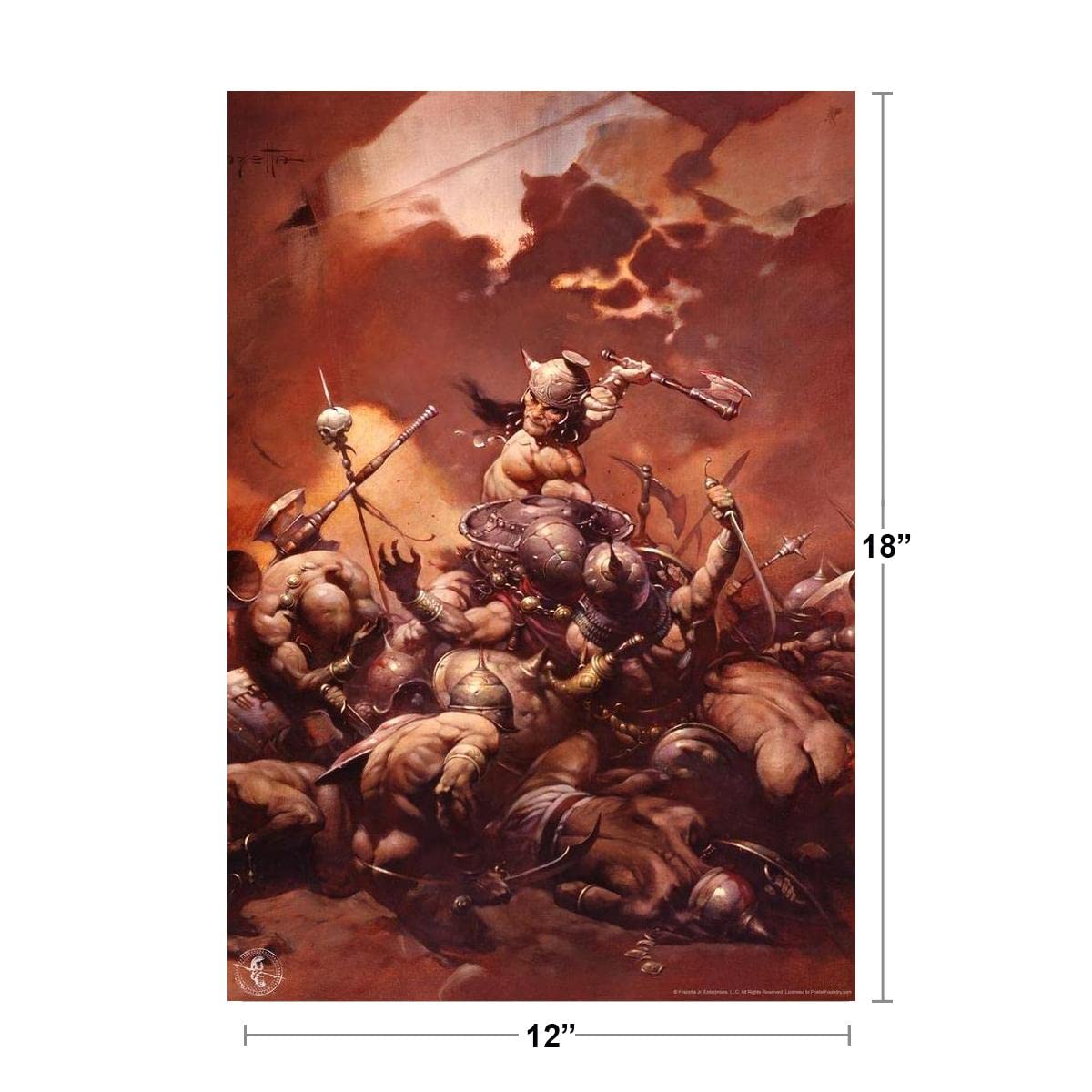 The Destroyer by Frank Frazetta Wall Art Gothic Fantasy Decor Frank Frazetta Artwork Scary Art Prints Horror Battle Posters Frazetta Illustration Death War Gore Cool Wall Decor Art Print Poster 12x18