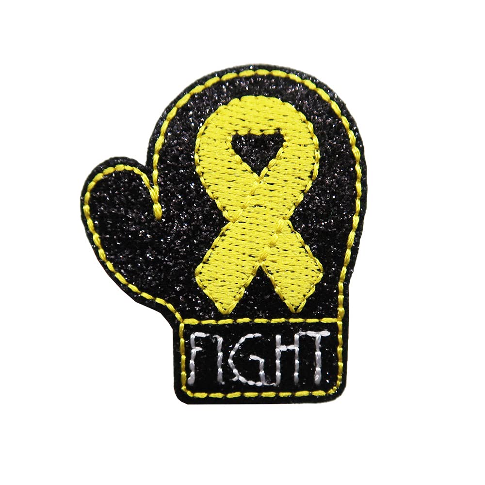 Childhood Cancer Awareness Sparkle Glitter Embroidered Iron On Patch