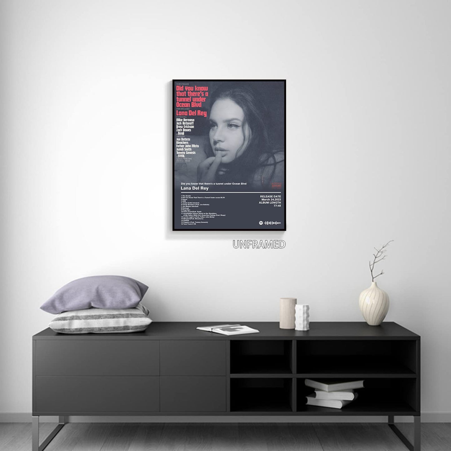 Lana Del Rey Music Posters for Room Aesthetic Did You Know Theres A Tunnel Vinyl Music Album Cover Canvas Wall Art Poster Black White Prints Painting Pop Retro Music Party Wall Decor 16x24in Unframed