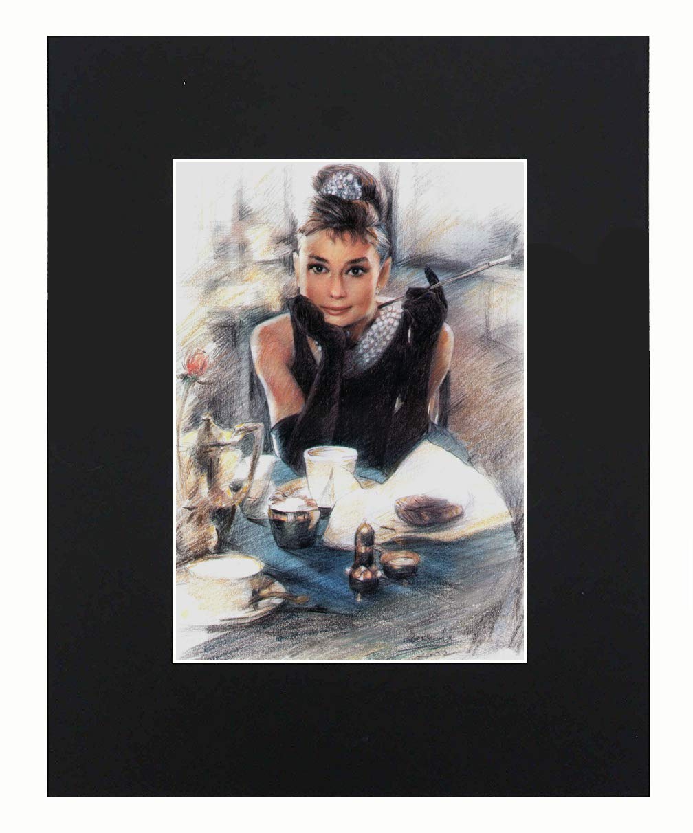 XQArtStudio Audrey Hepburn Portrait Art Print Picture Photograph Mini Poster Gift Wall Decor Display with Matted 8x10