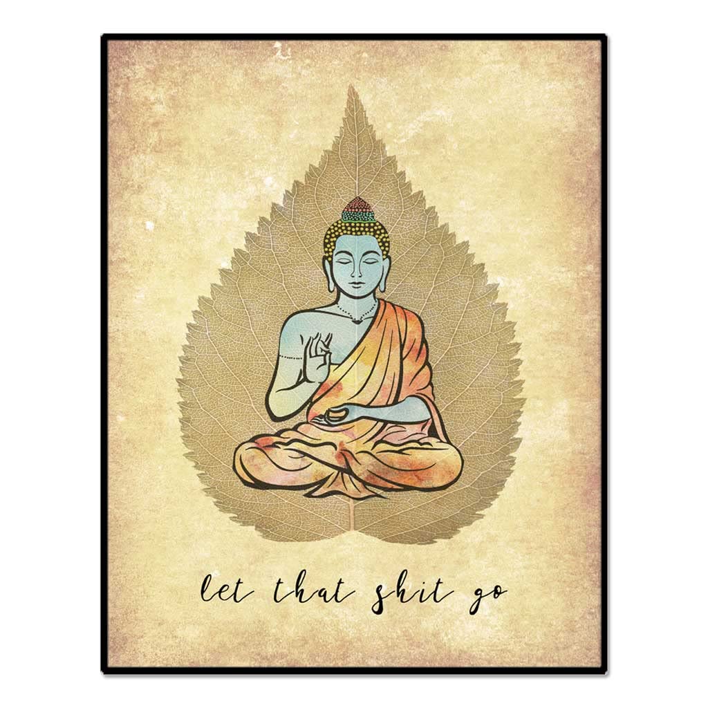 Let That Sh-it Go Print Art, Bathroom Funny Wall Art, Funny Bathroom Poster, Guest Bathroom Print, Bathroom Saying, Namaste Print, Unframed (8X10 INCH)