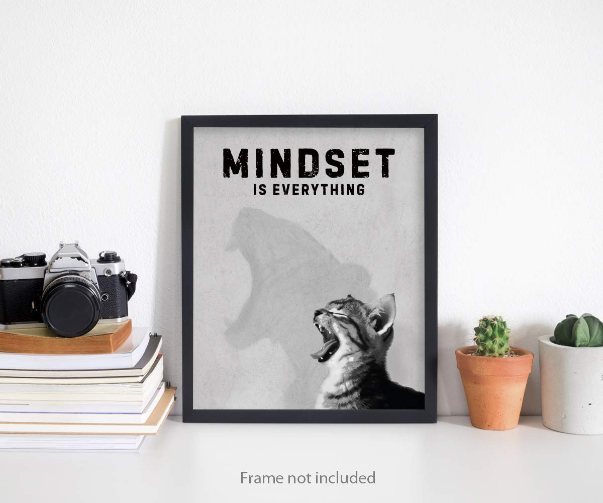 Mindset is Everything Wall Art Prints - Unframed 8x10 in - Motivational Quotes Decor and Cute Signs for Office - Inspirational Poster with Positive Message for Home - Motivational Quotes Office Prints
