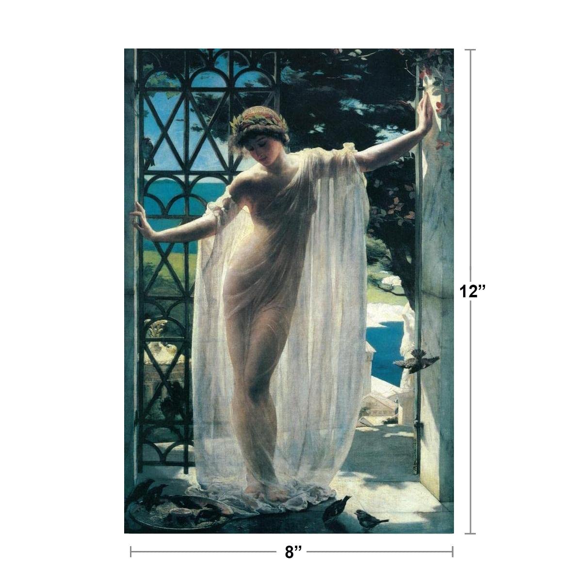 John Reinhard Weguelin Lesbia Poster 1878 Neo Classical Oil On Painting Women In Sheer Fabric Thick Paper Sign Print Picture 8x12