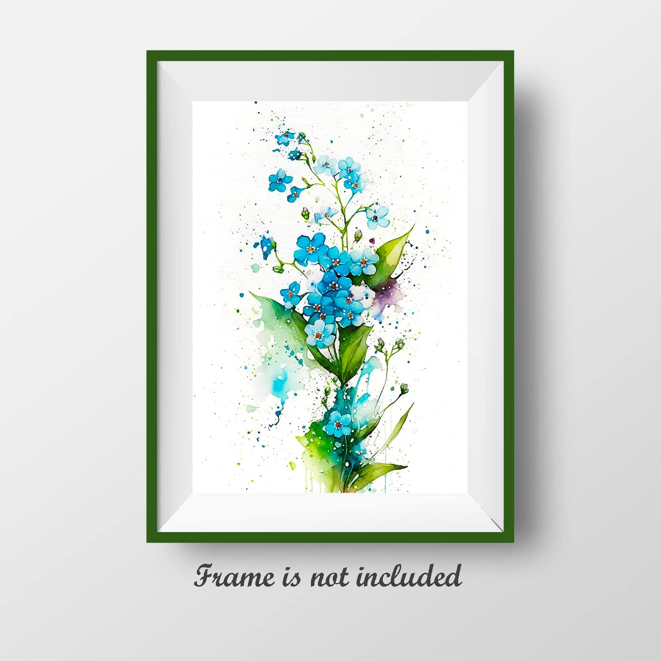 7Dots Art. Watercolor Flowers Art. Watercolor Art Print, poster size, bedroom, and kid's room. No frames included. (forget-me-not)