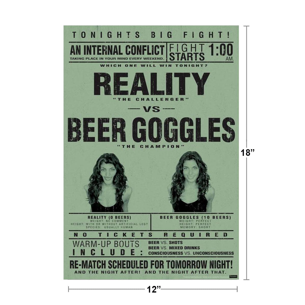 Reality vs. Beer Goggles College Humor Cool Wall Decor Art Print Poster 12x18