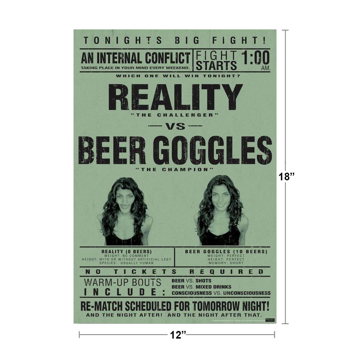 Reality vs. Beer Goggles College Humor Cool Wall Decor Art Print Poster 12x18