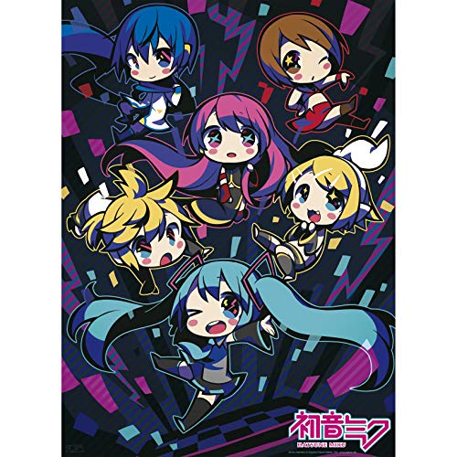 ABYSTYLE Hatsune Miku Unframed Miku & Friends Chibi Poster 15" x 20" Featuring Miku, Len, Rin, Kaito, Luka & Meiko Anime Manga Wall Art Prints for Bedroom Office Room Home Decor