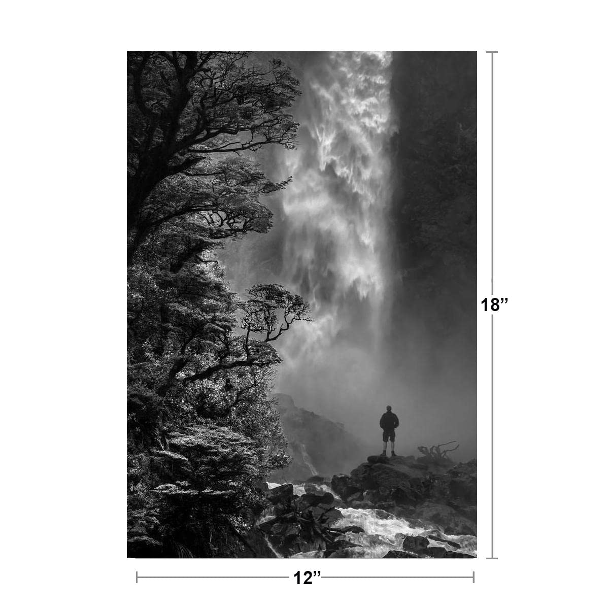Devils Punchbowl Waterfall Falls Black and White Landscape Photo Photograph Cool Wall Decor Art Print Poster 12x18