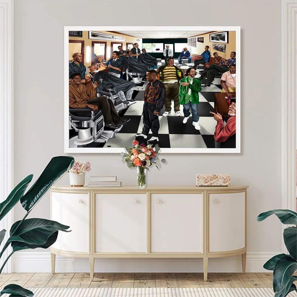 HHGaoArt Comedian In Barbershop Poster Painting Print on Canvas Bedroom Wall Art Decoration Pictures for Living Room Home Decor (No Frame,8x12inch)