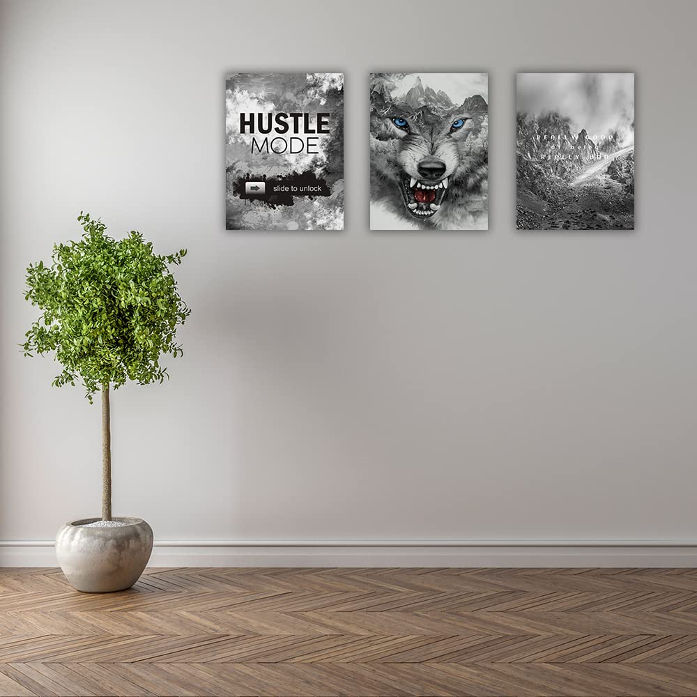 Azrosap 3 Panels Wall Decor Inspirational Canvas Wall Art Motivational Canvas Painting Prints Entrepreneur Quote for Living Room Office Bedroom Home Decor Framed Ready to Hang - 36”Wx16”H