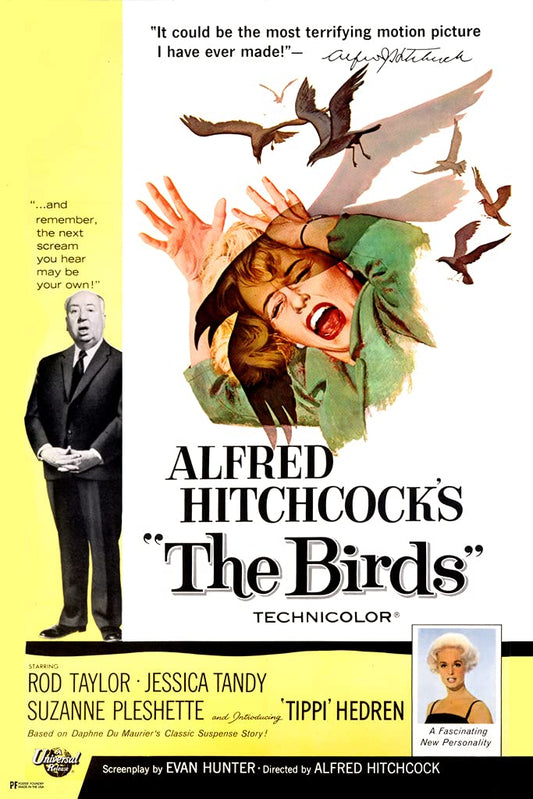 Alfred Hitchcock The Birds Poster Retro Vintage Horror Movie Poster Horror Movie Merchandise Horror Decor Goth Decor Spooky Scary Halloween Decorations Cool Wall Decor Art Print Poster 12x18