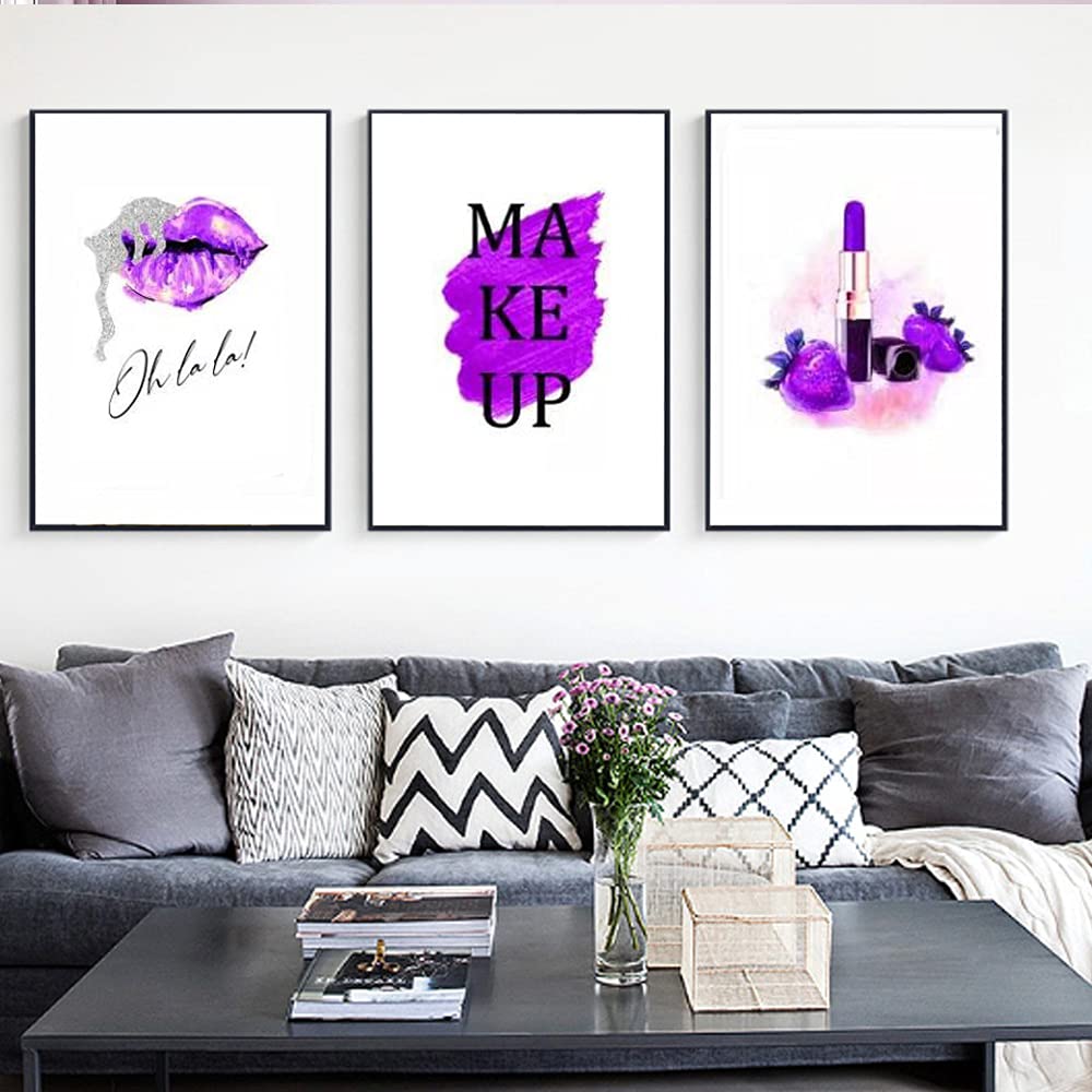 HYPOSFEE Purple Fashion Women Perfume Wall Art Prints Flower Perfume Unframed Art Prints Fashion Posters Living Room Women Office Decorations(8X10inch)