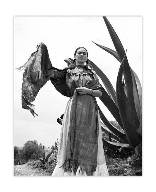 Vintage Frida Kahlo and an Agave Plant Wall Art Print: 8x10 Unframed Wall Poster for Home, Office, Dorm, Bedroom, Studio & Man Cave Room Decor - Chic Home Decor & Creative Housewarming Gift Idea