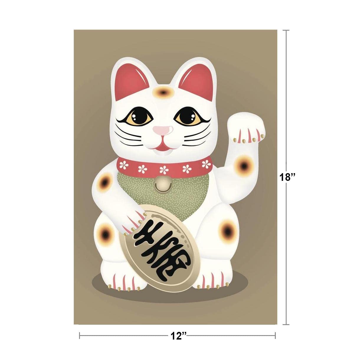 Lucky Cat Maneki Neko Japan Inspirational Cat Poster Cool Wall Posters Kitten Posters for Wall Motivational Cat Poster Inspirational Cat Poster Cool Wall Decor Art Print Poster 12x18