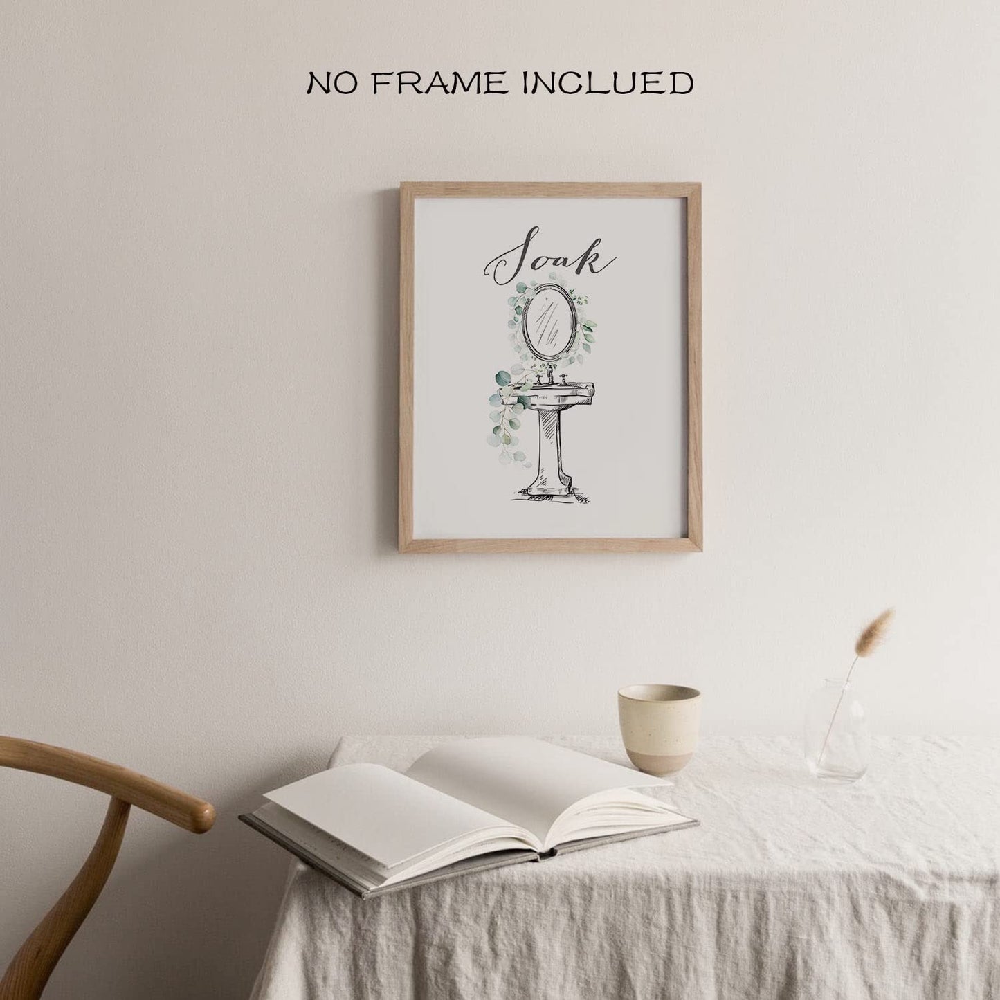 La Naranja Black and White Bathroom Wall Art Greenery Decor Minimalist Botanical Prints Modern Boho Eucalyptus Posters Relax Soak Unwind Breathe Sign, Set of 4 Pictures, 8''x10'', UNFRAMED