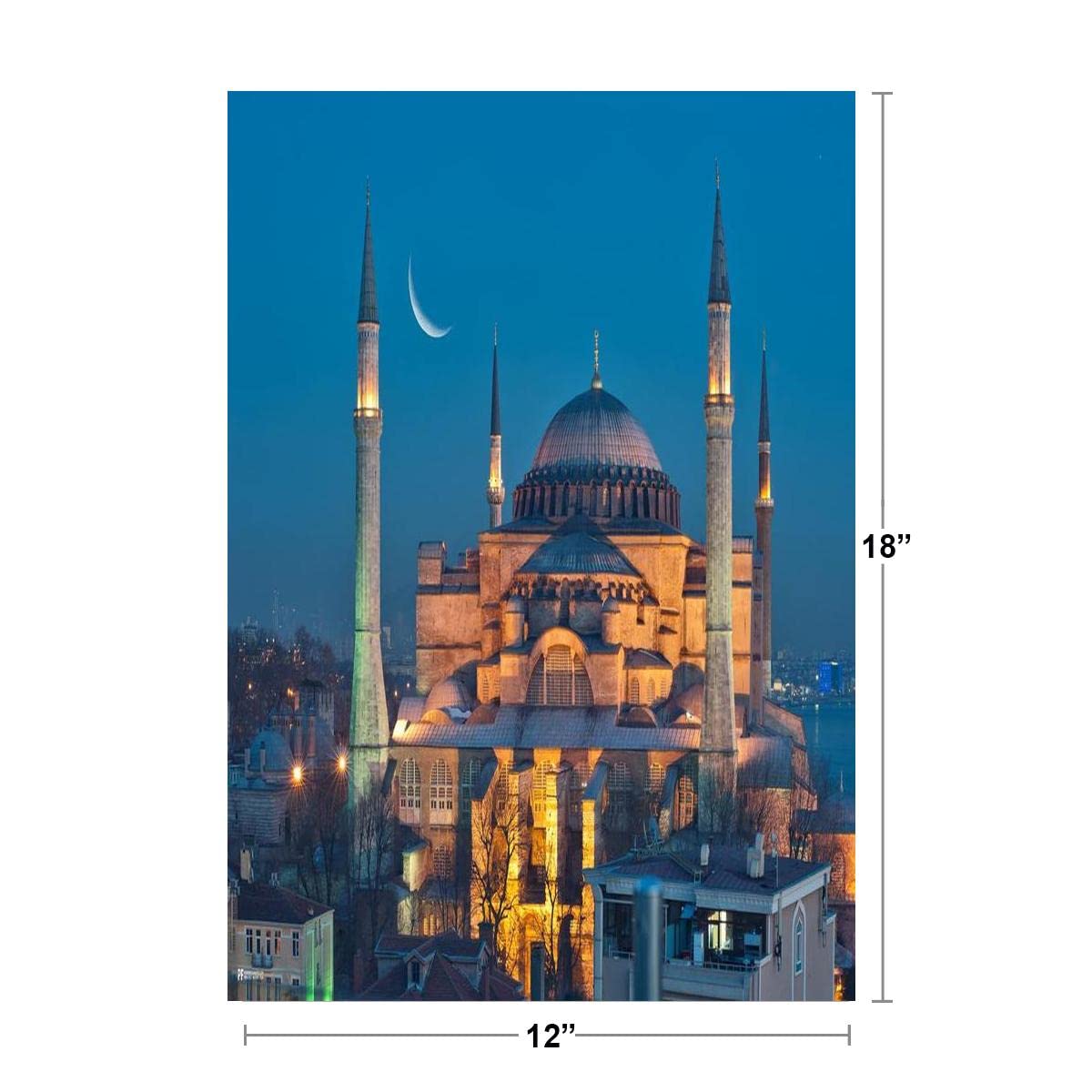 Hagia Sophia Night Istanbul Turkey Islamic Wall Art Muslim Art Islamic Wall Decor Quran Ramadan Ayatul Kursi Wall Decor Mosque Wall Art Muslim Tapestry Turkish Cool Wall Decor Art Print Poster 12x18