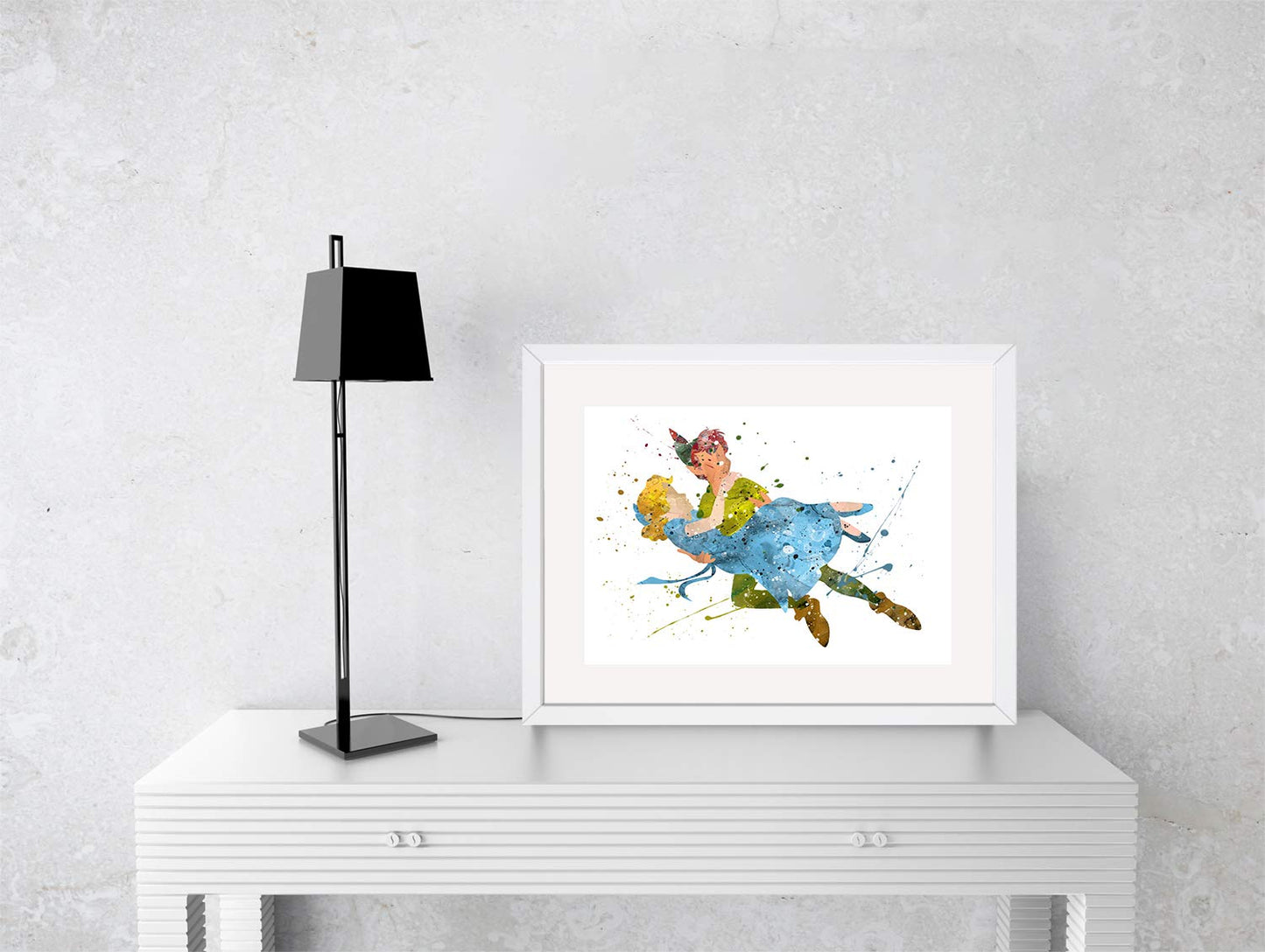 Peter Pan and Wendy Flying Prints, Peter Pan Disney Watercolor, Nursery Wall Poster, Holiday Gift, Kids and Children Artworks, Digital Illustration Art