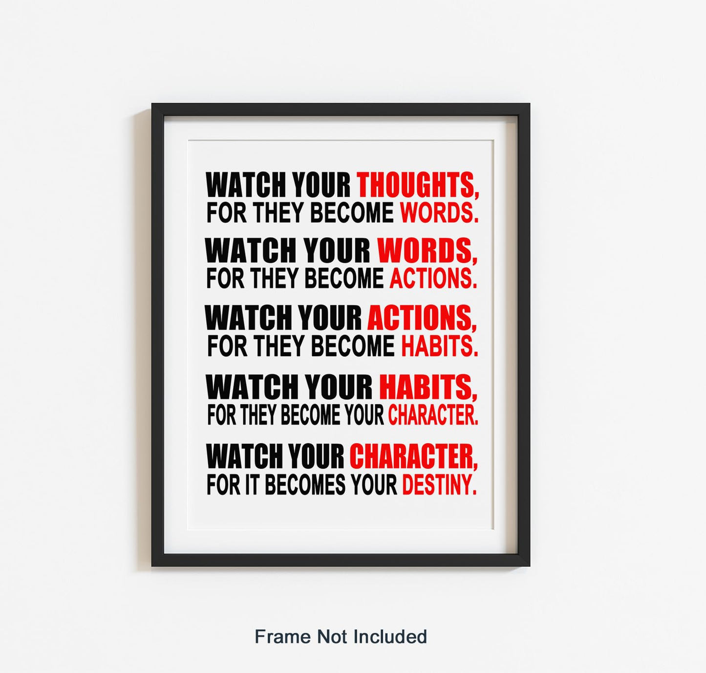 Affirmation Print - Watch Your Thoughts - Motivational Wall Art - Inspirational Quote Wall Decor - Affirmation Poster for Office Classroom UNFRAMED (8"x10")