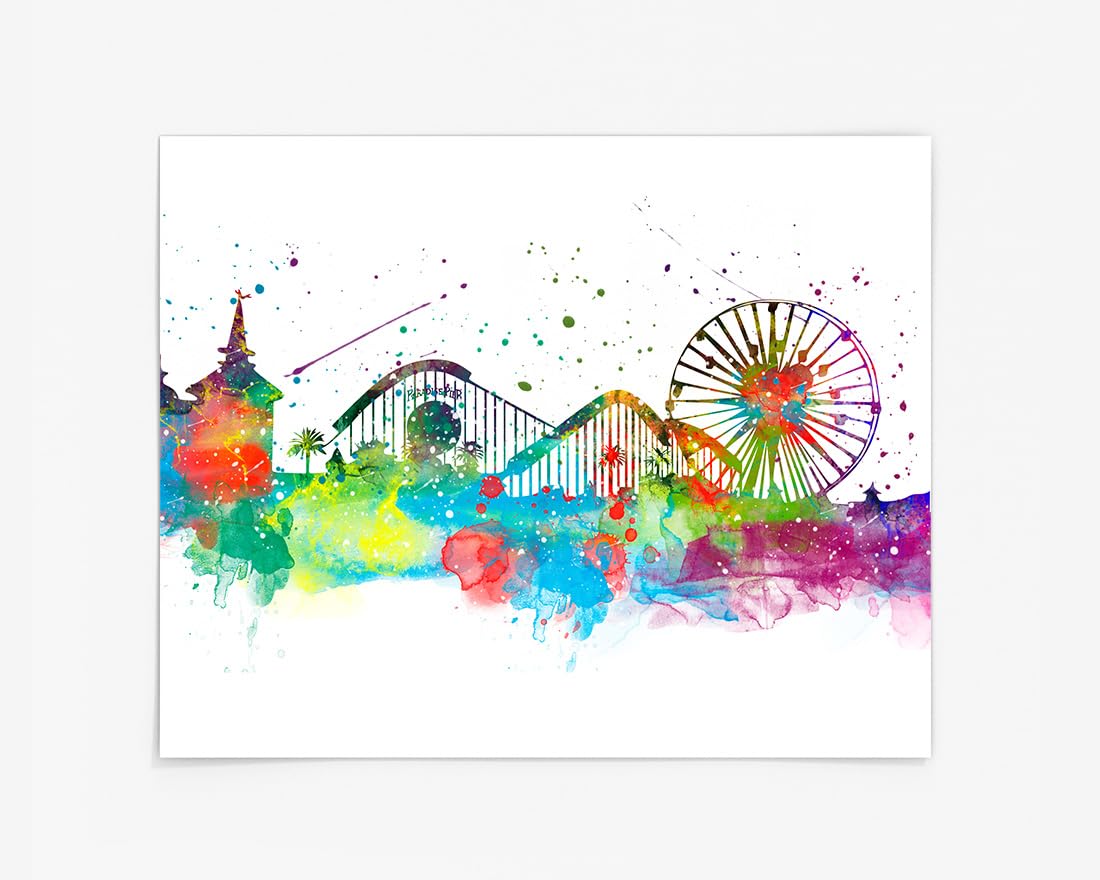 Disneyland California Prints, Amusement Park Watercolor, Nursery Wall Poster, Holiday Gift, Kids and Children Artworks, Digital Illustration Art