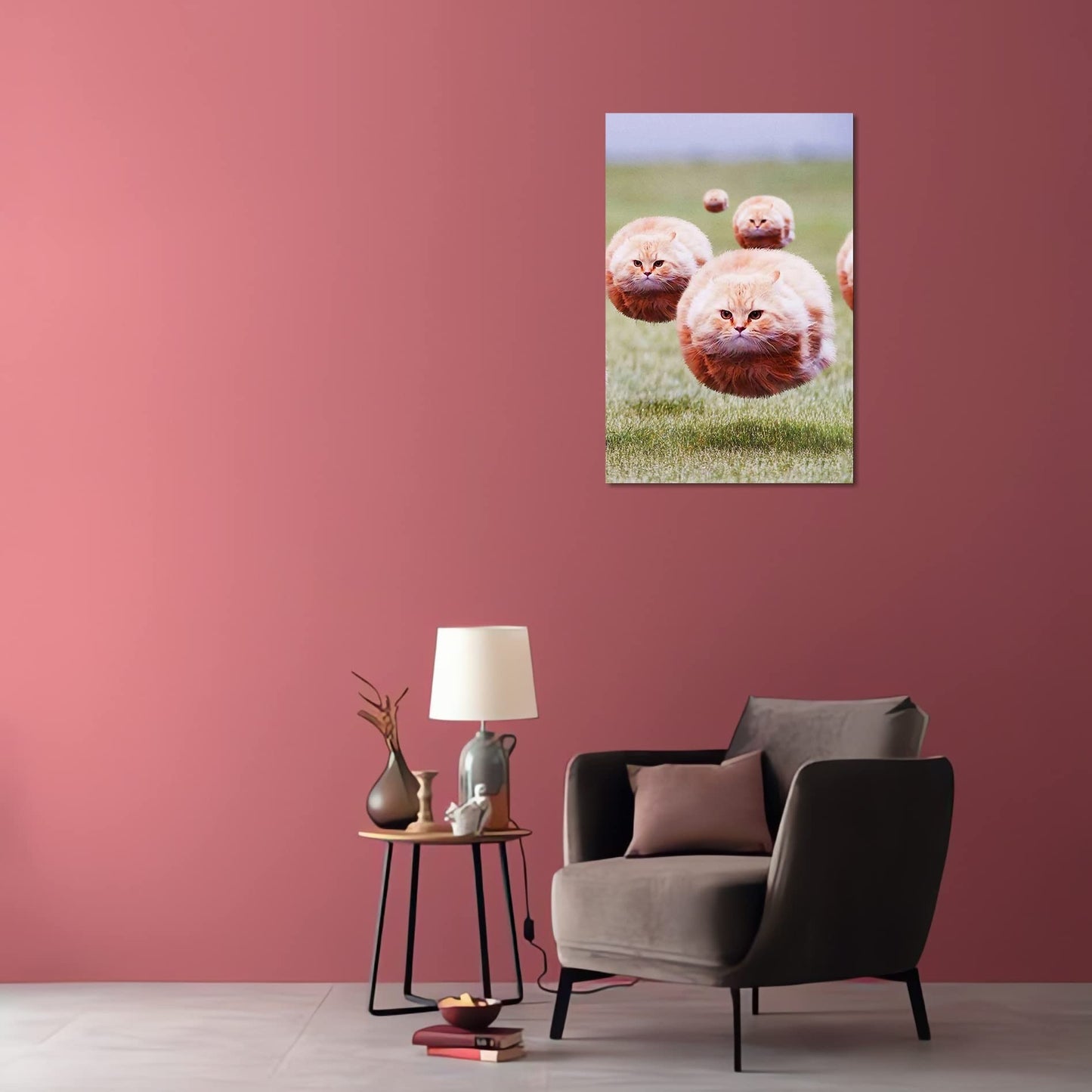 Ball Cat Poster, Funny Chubby Cat Art, Posters for Room Aesthetic,Cool Cat Wall Decor Poster & Prints Cute Home Wall Decor, College Dorm, Apartment, Girly, Kids Room Poster, 12x18 Inch (Unframed)
