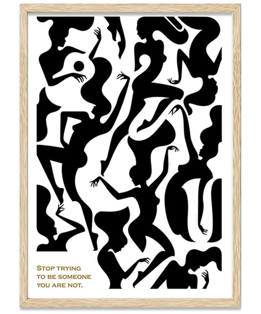 Abstract lines Modern Black and White Woman Canvas Wall Art Boho Minimalist poster Body Shape Art Print Black Women picture Decor for Bathroom Bedroom Living Room 16"*24"Unframed