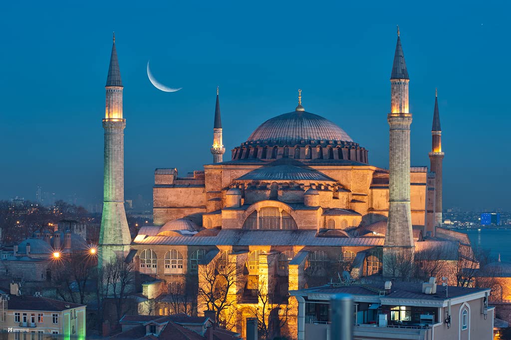 Hagia Sophia Night Istanbul Turkey Islamic Wall Art Muslim Art Islamic Wall Decor Quran Ramadan Ayatul Kursi Wall Decor Mosque Wall Art Muslim Tapestry Turkish Cool Wall Decor Art Print Poster 12x18