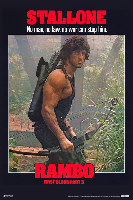 Rambo First Blood Part 2 II Alternate Bow Retro Vintage 80s Movie Theater Decor Memorabilia Action Film Sylvester Stallone Series Collection Classic War Cool Wall Decor Art Print Poster 12x18
