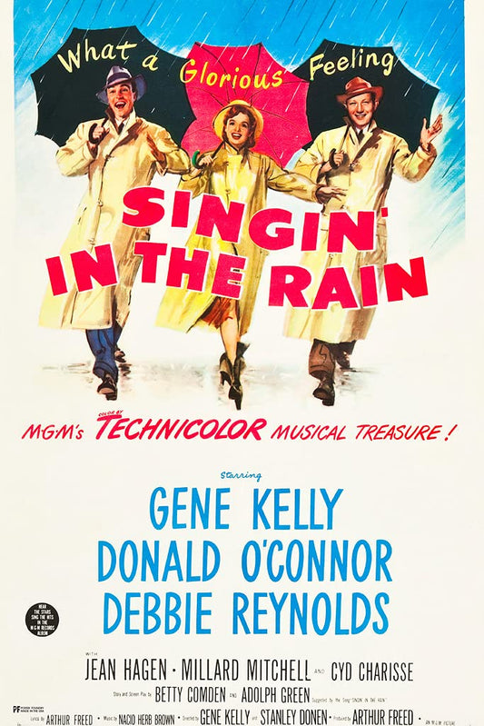Singin In The Rain 1952 Retro Vintage Movie Poster Musical Film Movie Theater Decor Gene Kelly Debbie Reynolds Broadway Musical Classic Hollywood Movie Cool Wall Decor Art Print Poster 12x18