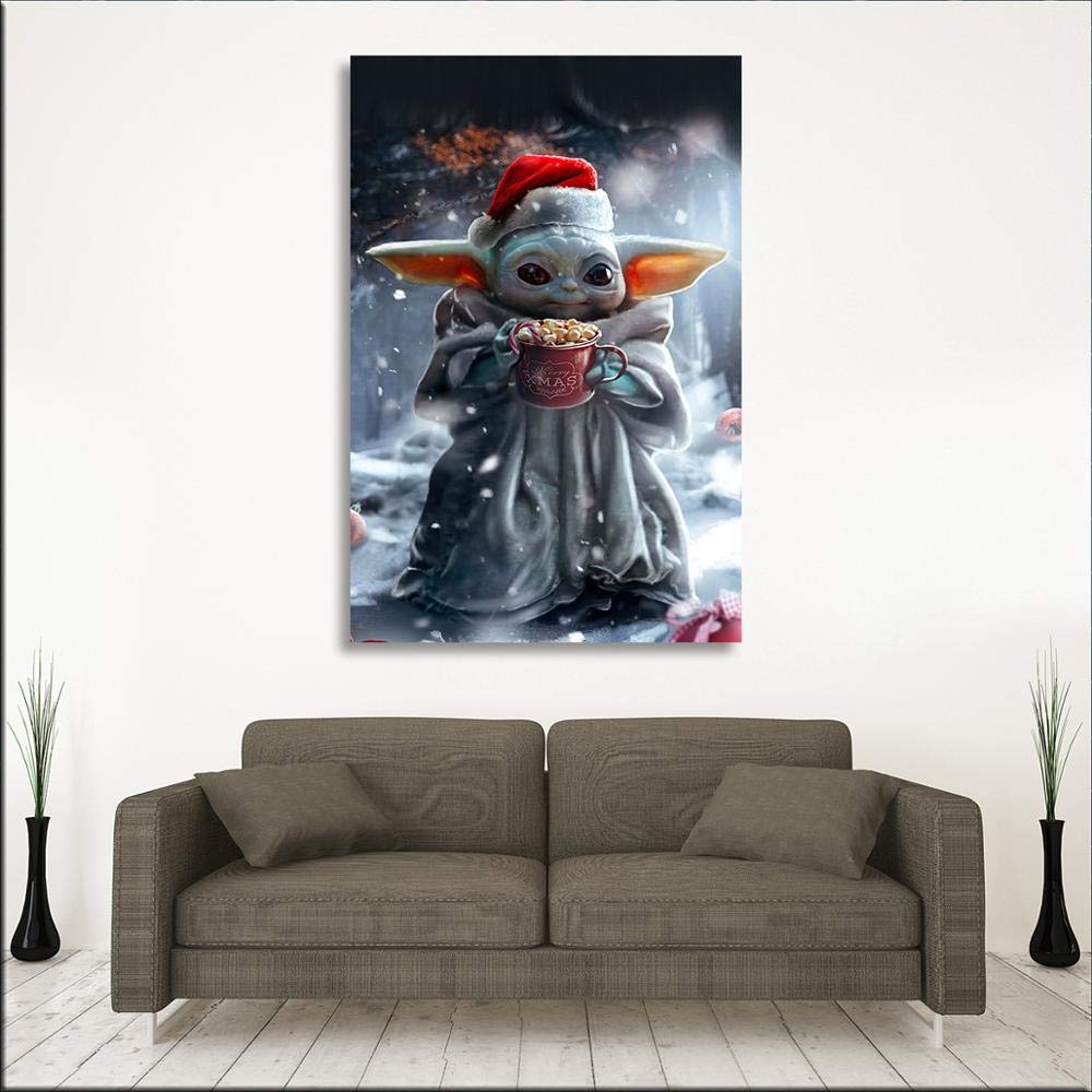 AUXVCTS Star Wars Mandalorian Baby Yoda Posters Modern Home Wall Art Canvas Print Room Wall Holiday Decoration Beautifully, (8"x12"No Framed,A)