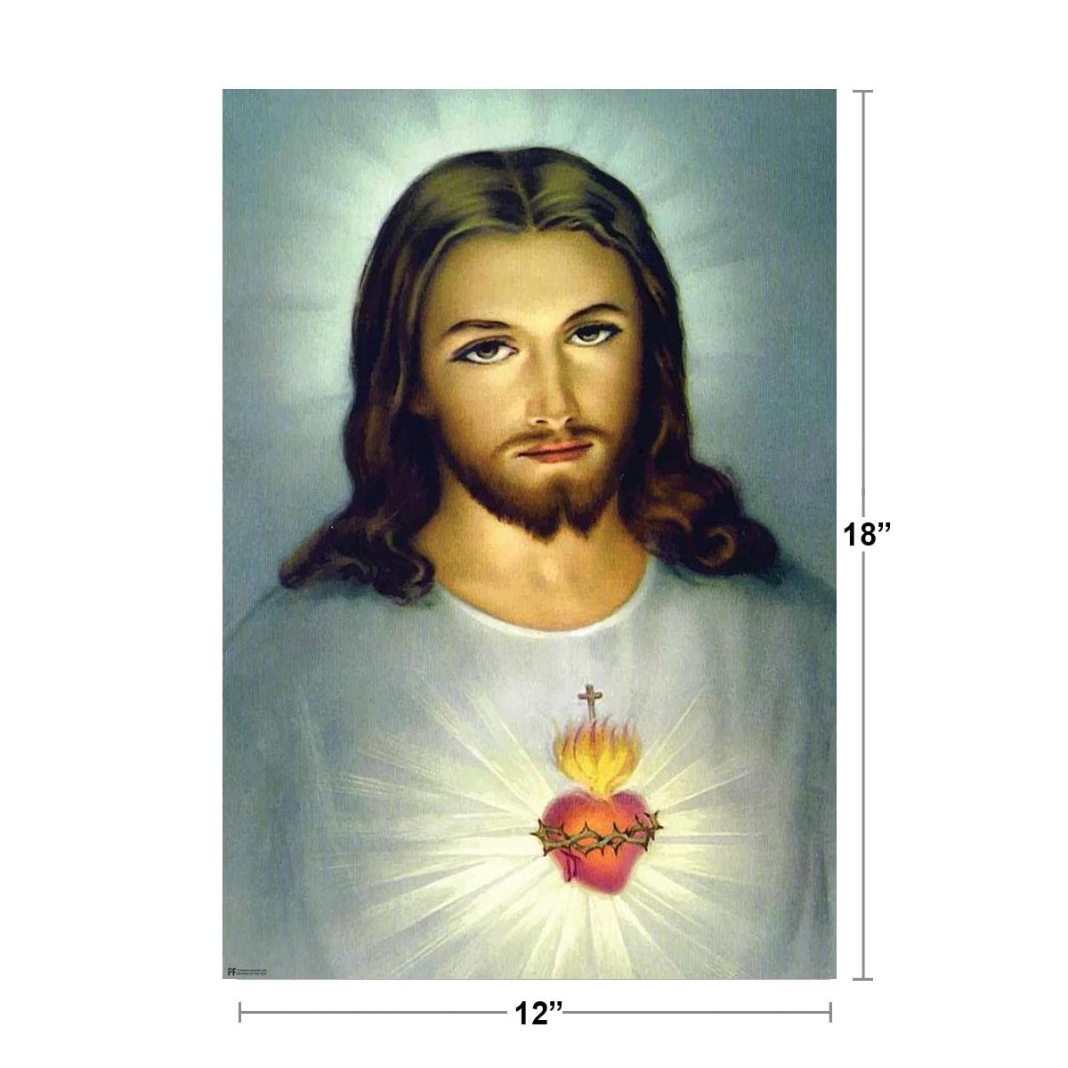 Sacred Heart of Jesus Christ Portrait Painting Spiritual Decor Christian Wall Decor Inspirational Art Catholic Decor Church Classical Religious Art Scripture Art Cool Wall Decor Art Print Poster 12x18