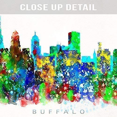 Buffalo New York Watercolor Skyline Poster Cityscape Wall Art Print Home Decor Watercolour Artwork - Unframed