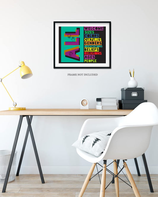 Govivo All Welcome Colors and Sizes - Diversity Posters for Classroom - Motivational Posters for Classroom - Diversity Wall Art - Diversity Wall Decor - Inclusive Wall Art - 10x8 unframed print