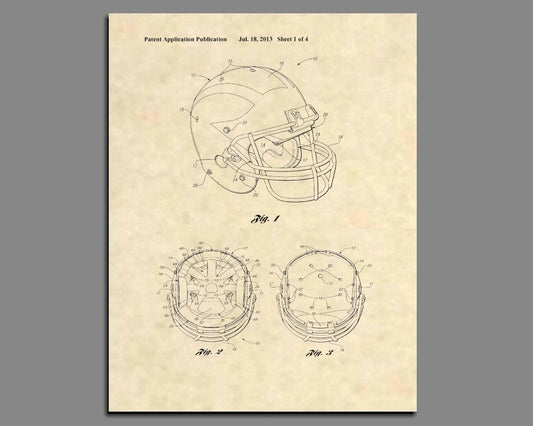 Patent Prints - Michigan Wolverines Football Helmet - Football Wall Art - Patent Art Poster (8.5 x 11) - 485