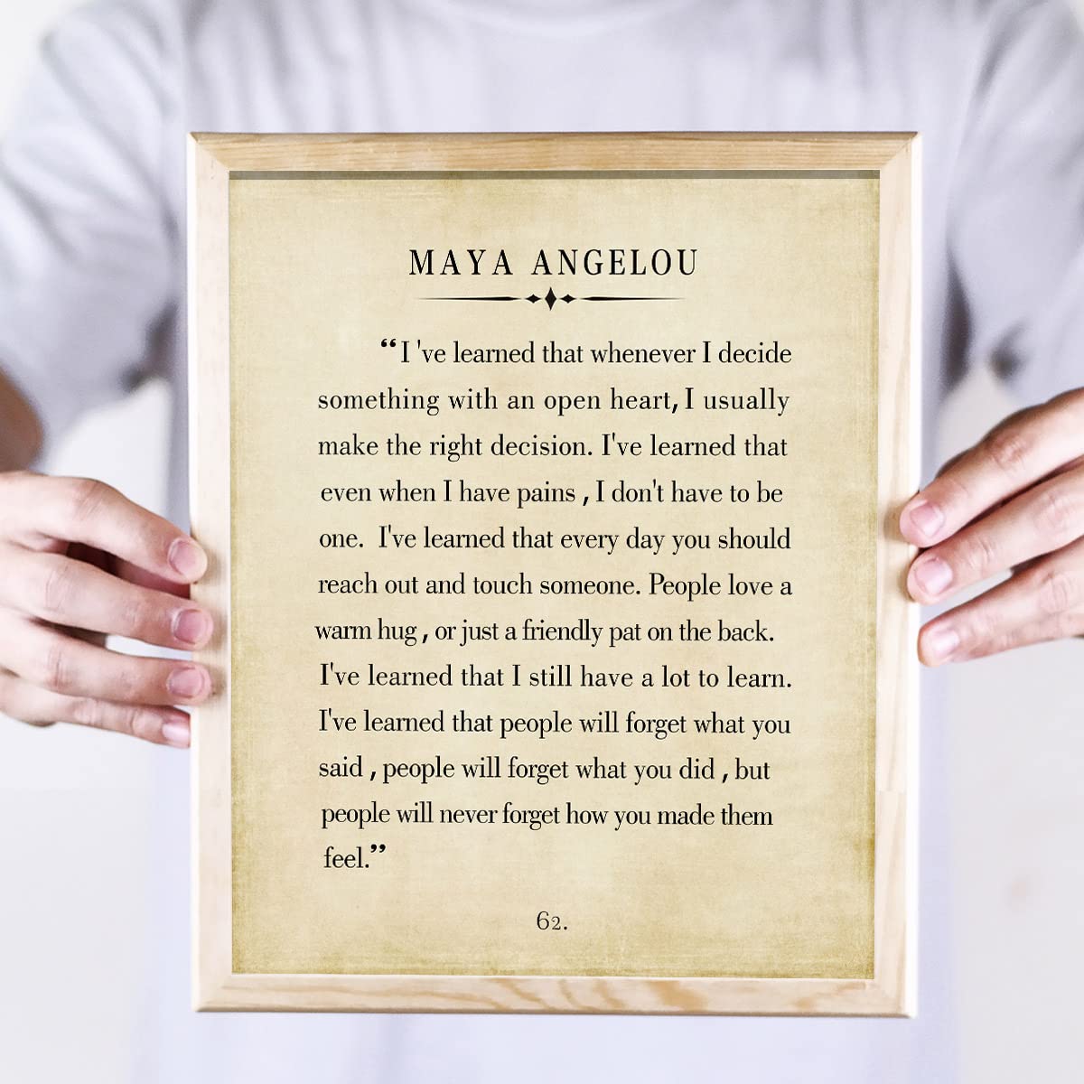 Maya Angelou Quotes Wall Art - Motivational Office Wall Art - 8x10" Book Quotes Wall Decor for Classrooms, Home, Libraries, Vintage Book Posters Quotes Prints
