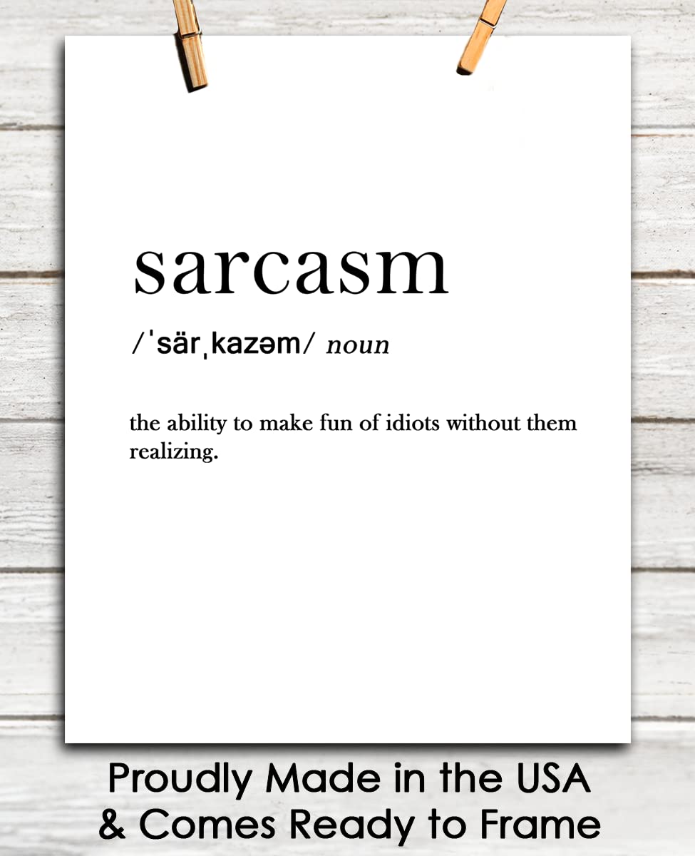 Sarcasm Funny Definition: Chic, Boho & Modern Typography Wall Art Poster Print for Office, Classroom, Dorm, Living Room & Bedroom Decor - Creative Housewarming Gift Idea | Unframed Posters 8x10