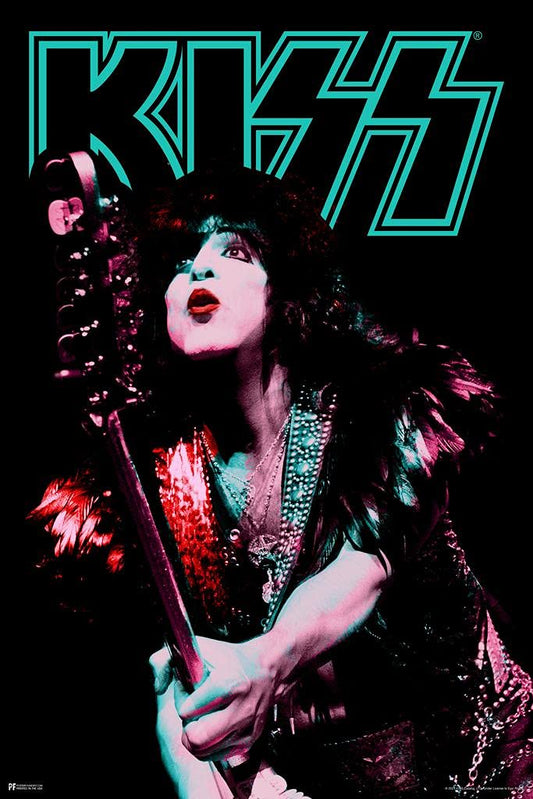 Kiss Poster Starchild Duotone Live Paul Stanley Kiss Band Merchandise Kiss Collectibles Kiss Memorabilia Heavy Metal Music Merch 1970s Retro Vintage Makeup Thick Paper Sign Print Picture 8x12