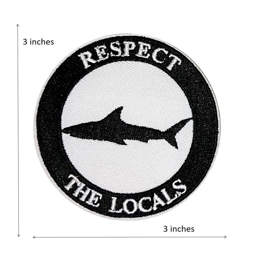 Respect The Locals Shark Embroidered Iron On Patch