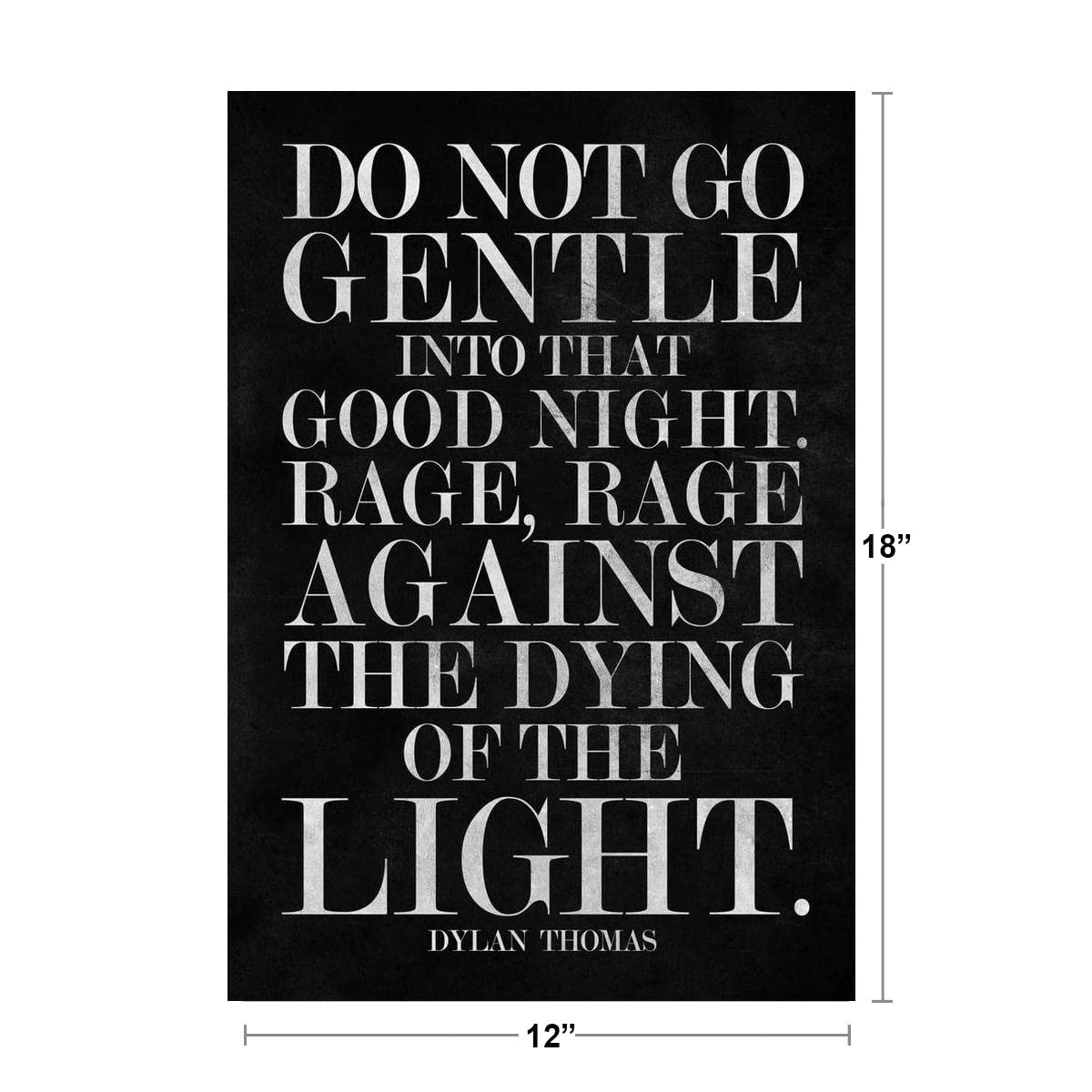 Dylan Thomas Do Not Go Gentle Into That Good Night Famous Motivational Inspirational Quote Black White Quote Teamwork Inspire Quotation Gratitude Sign Cool Wall Decor Art Print Poster 12x18