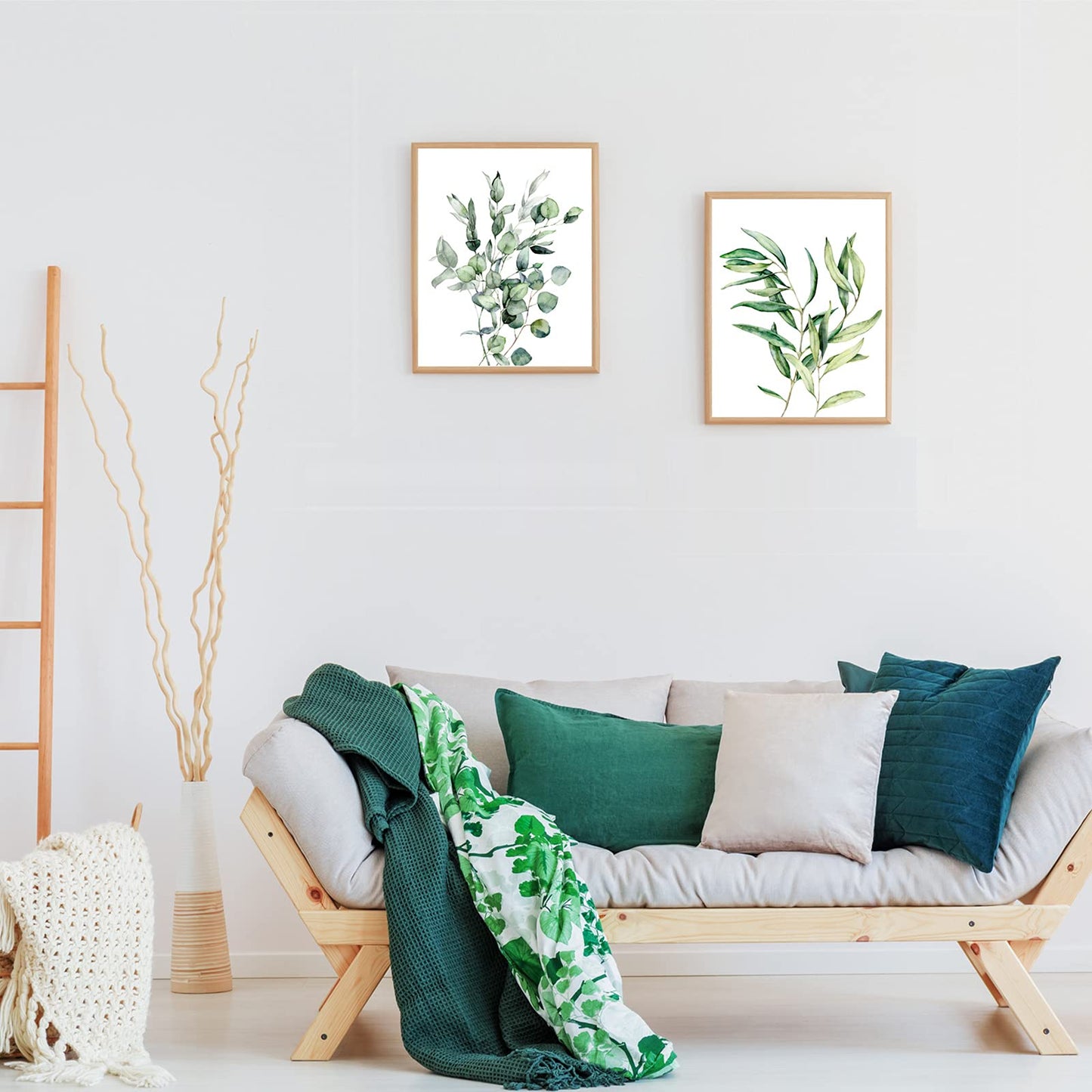 Zonon 9 Pieces Botanical Plant Wall Art Prints Eucalyptus Wall Decor Boho Sage Green Leaves Room Decor Posters Unframed Minimalist Wall Art for Bathroom Living Room Bedroom Kitchen (Plant Style)