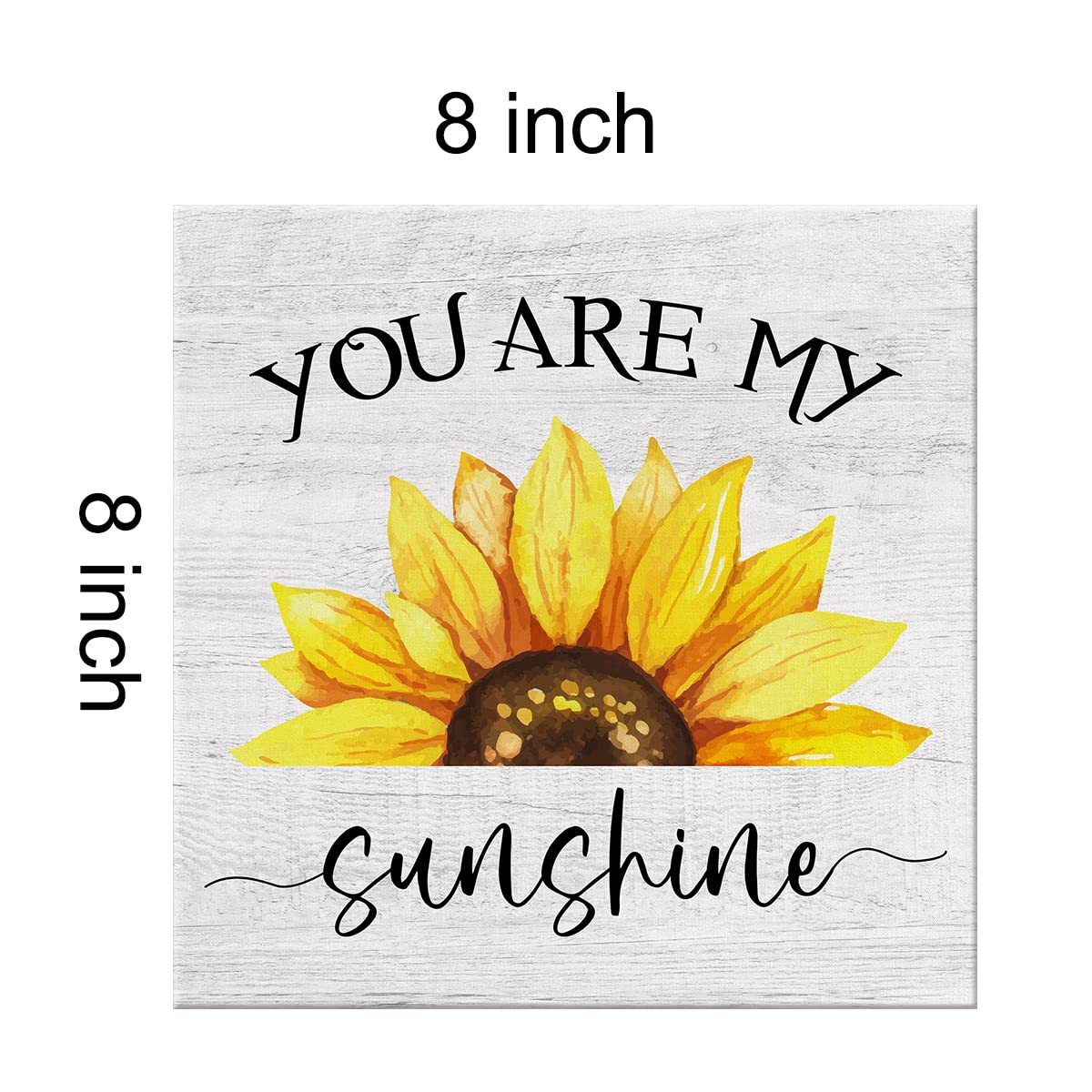 Country Sunflower Canvas Prints Wall Art Decor Desk Sign You are My Sunshine Sunflower Quote Poster Painting Framed Artwork 8 x 8 Inch Home Office Shelf Wall Decoration