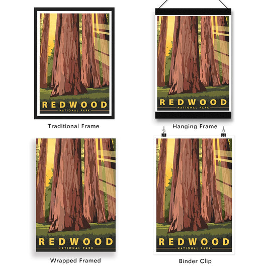 xtvin Redwood National Park Posters Vintage Wall Art Print Decor Painting Gift National Parks of the USA Home Decoration Stickers (12X18 inch)