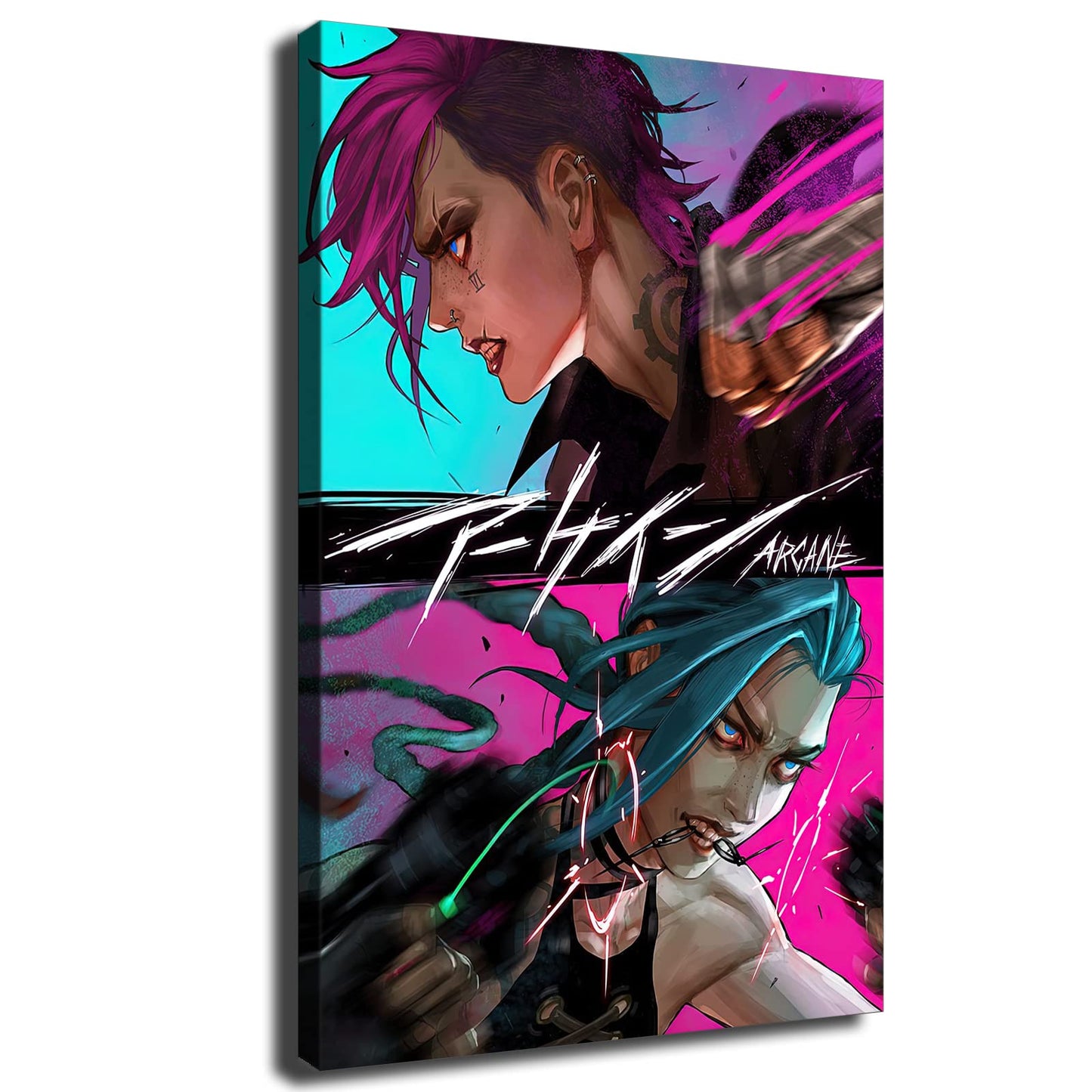 Jinx and Vi Posters Arcane Poster Anime Canvas Prints Wall Art Decor Bedroom Wall Decoration Picture - 8x12 inch Unframed