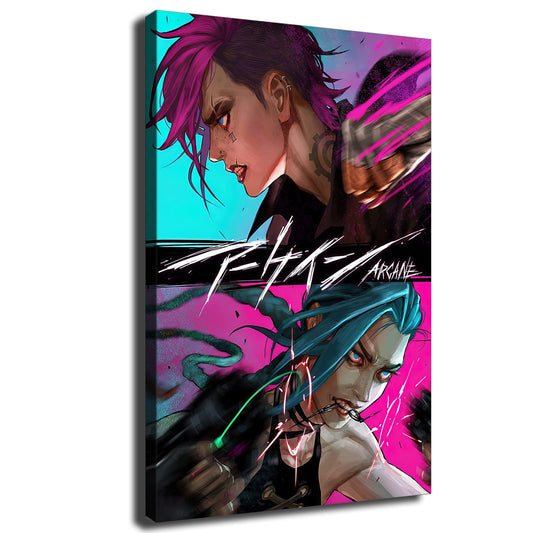 Jinx and Vi Posters Arcane Poster Anime Canvas Prints Wall Art Decor Bedroom Wall Decoration Picture - 8x12 inch Unframed
