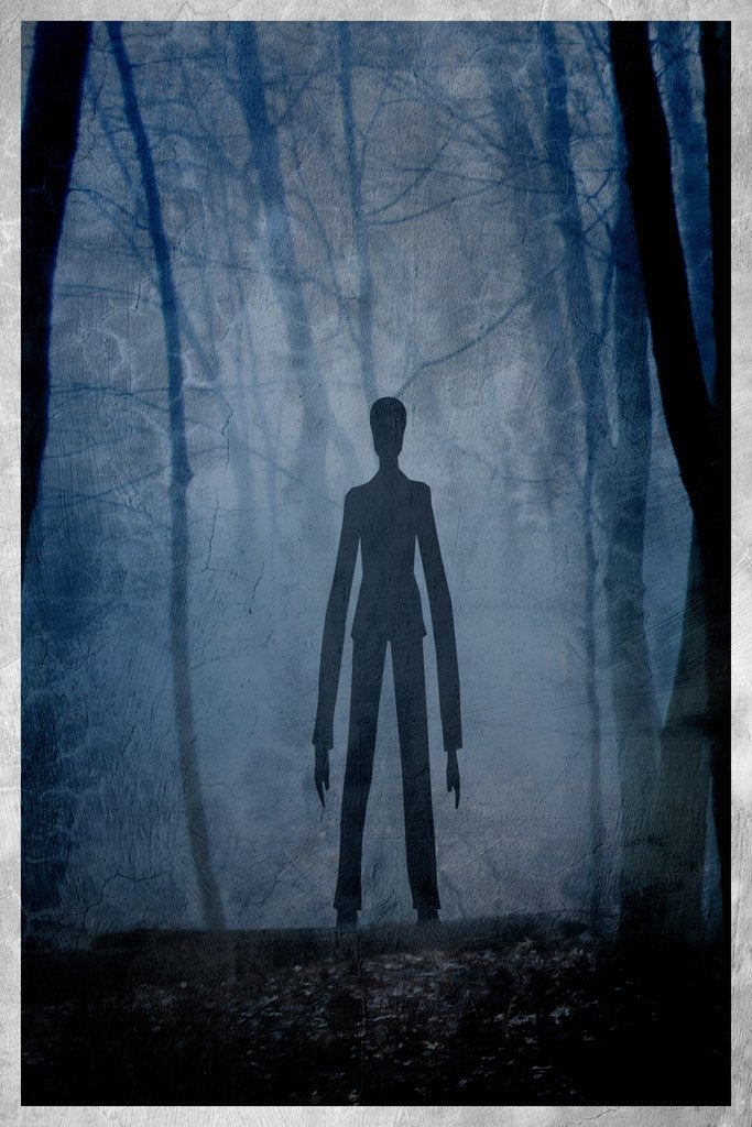 Slenderman Forest Creepy Painting Art Creepypasta Meme Spooky Scary Halloween Decorations Cool Wall Decor Art Print Poster 12x18