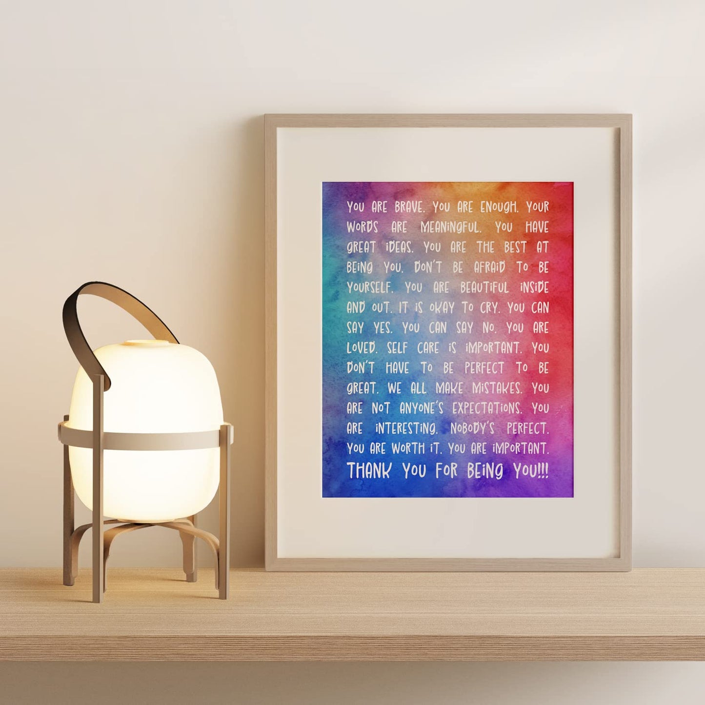 You Are Enough - Inspirational Wall Art Print - Motivational Poster for Teens - Confidence Building Room Decor - Ready to Frame