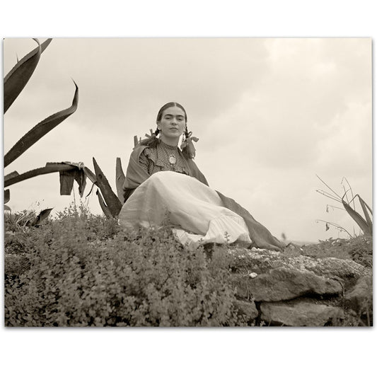 Lone Star Art Rare Frida Kahlo Photo Seated Outside - 11x14 Unframed Print Poster - Perfect Vintage Southwest Home Decor Under $15