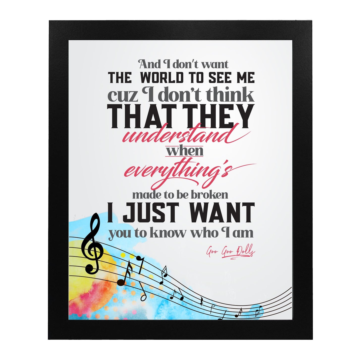 Iris - Goo Goo Dolls Song Lyrics Wall Art, This Pop Rock Music Poster, is A Great Print For Home Decor, Bedroom Decor, Office Decor, or Man Cave Room Decor Aesthetic, Unframed - 8x10